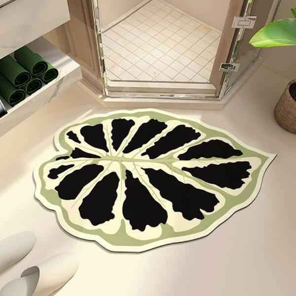 Bathroom Anti-Slip Mat – Colored Caladium Design | Absorbent & Quick-Drying Diatom Mud Mat