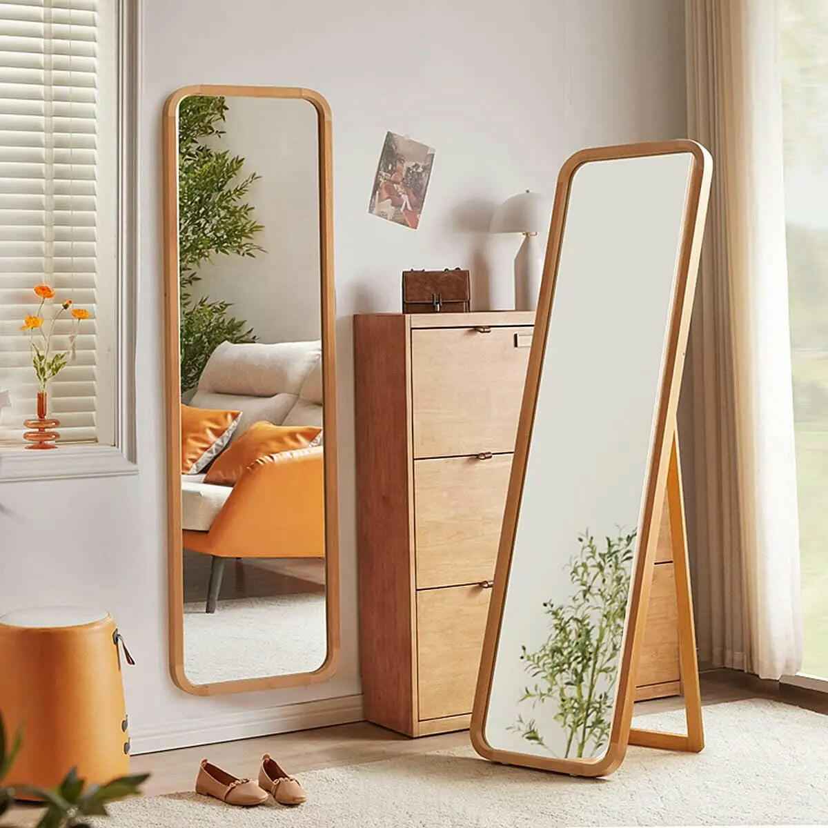 Stand Mirror - Elegant Mahogany Frame with Mahogany Stand & Nasir Belgium Glass