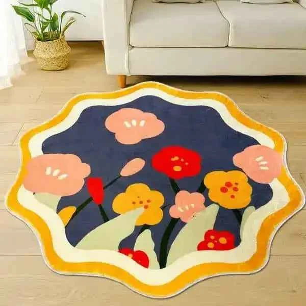 Mini Floor Rug – Sunflower Polygon Design | Soft Lambswool Accent Rug
