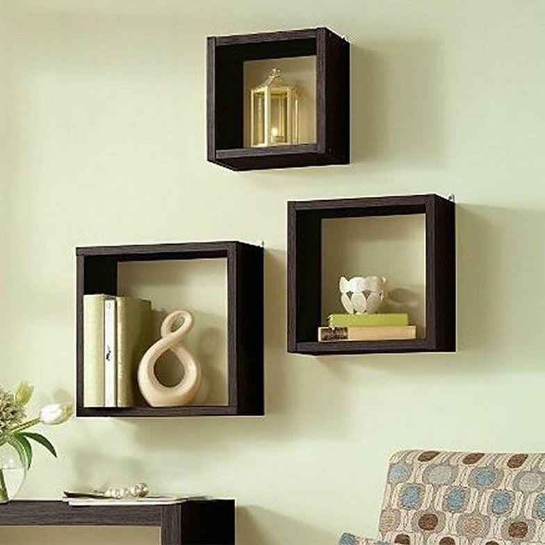 Premium Wooden Cube Box Shelf Set (3 Pcs) | Chittagong Shil Korai Wall Shelves